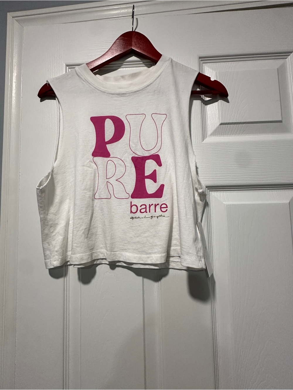 Spiritual Gangster White Cropped Tank with Pink 'PURE' Print